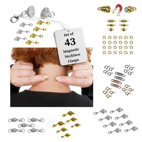 Strong Magnetic Clasps (43) Jewelry Necklace DIY Converter Extender Closures - Picture 1 of 16